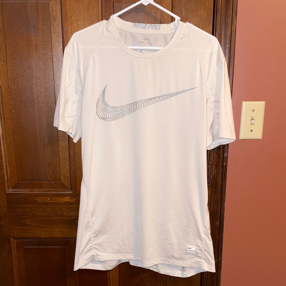 Nike Short Sleeve White Dri-FIT Training Tee with Gray Swoosh